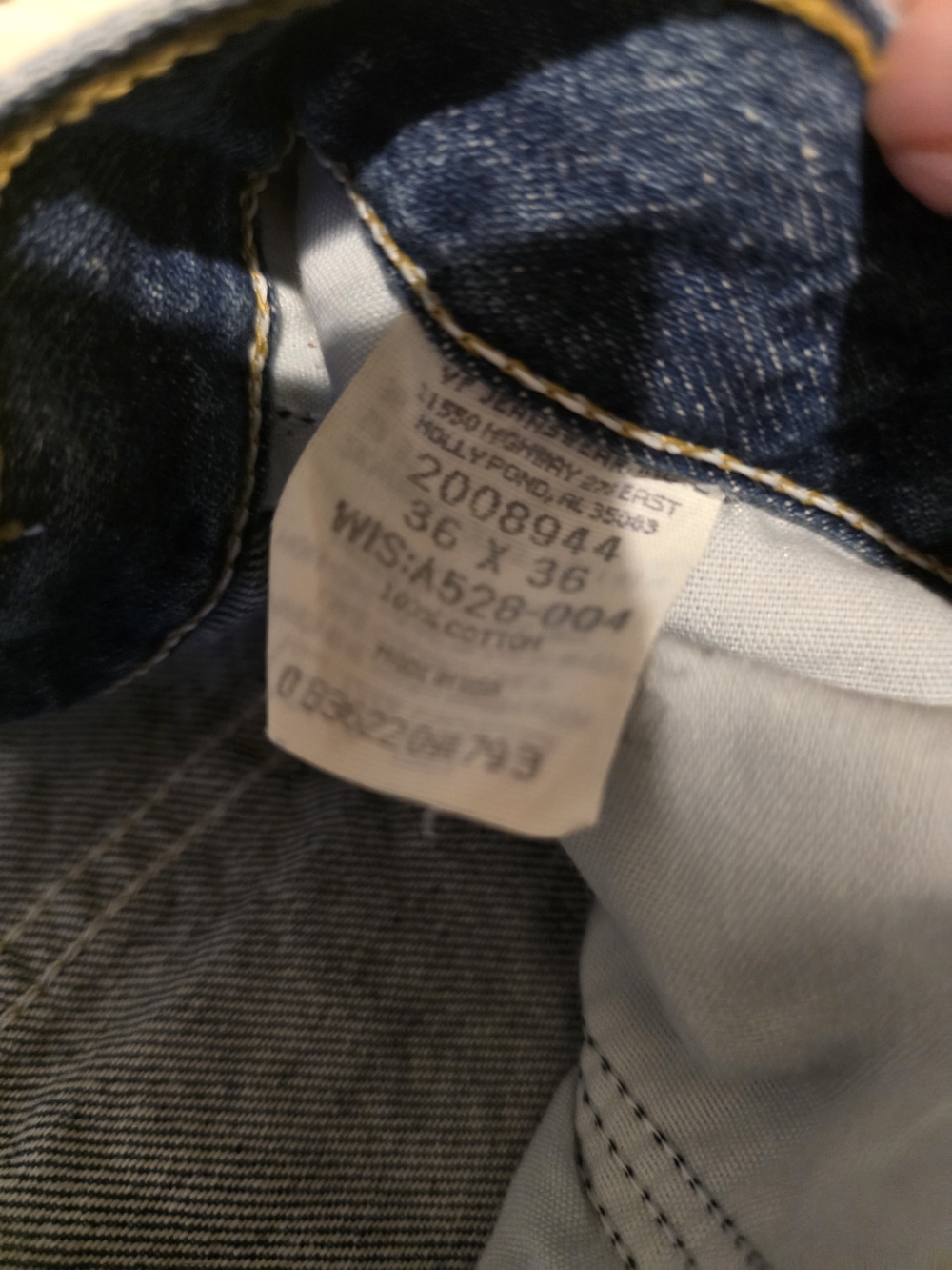 Tall Lee Dark Blue Denim Jeans with Brown Patch - Picture 3 of 3